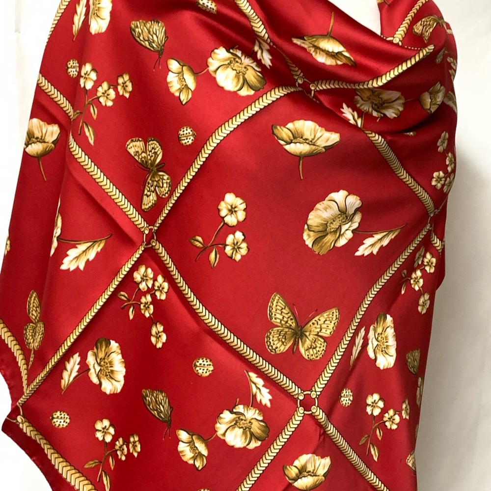 Vintage Butterfly Floral 80’s Scarf / Shawl Art of the Scarf by Tie Rack Italy